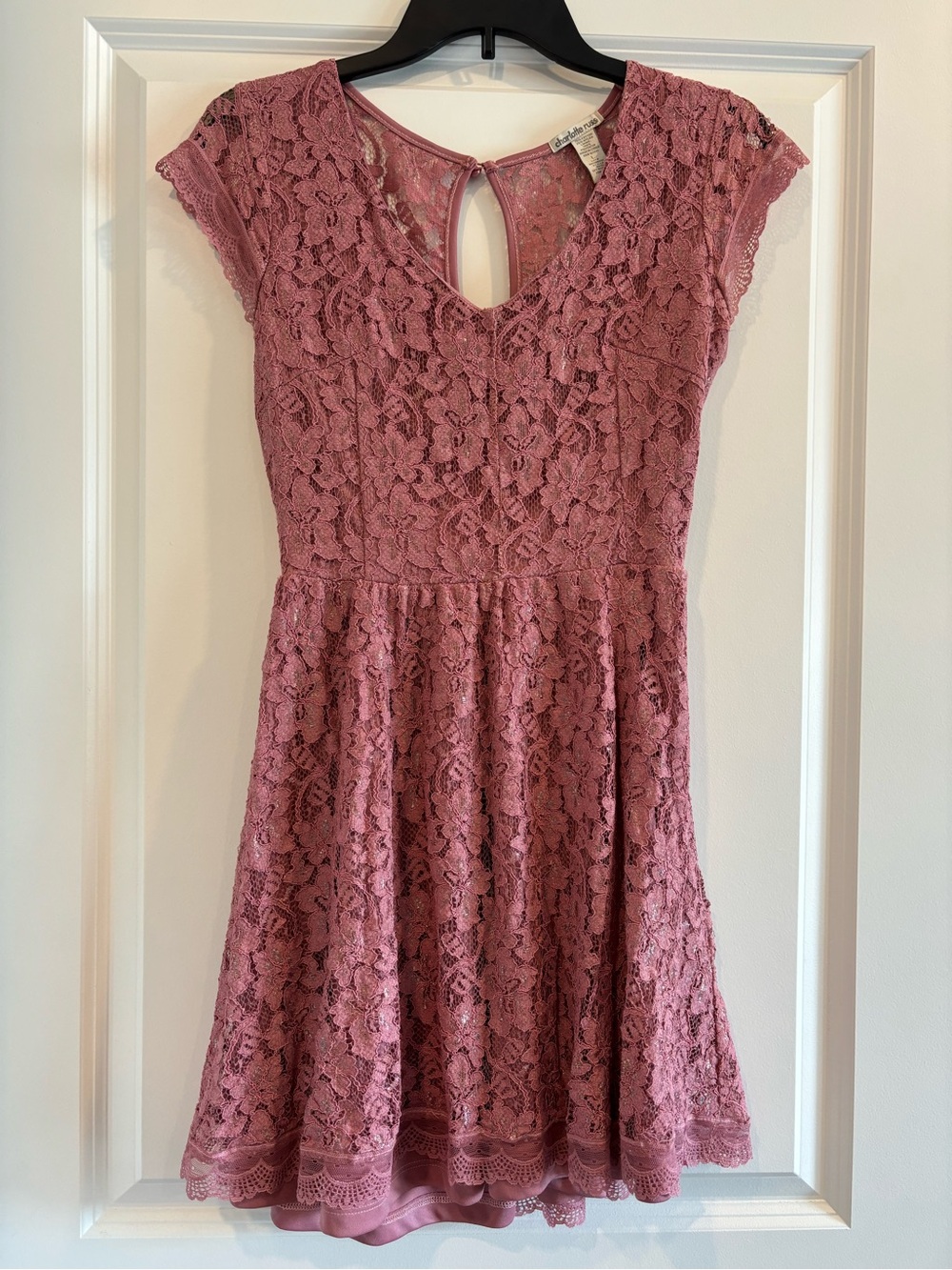 Charlotte Russe Lace Skater Dress - Dusty Rose
